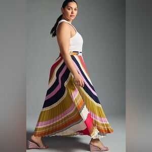 Plus Size, Antropologie, The Isobel Silky Pleated Skirt by Maeve,